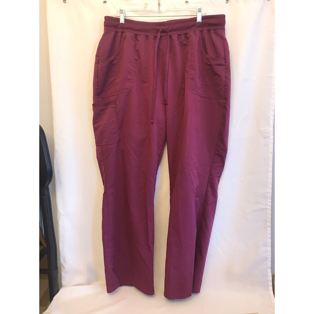 ScrubStar Women's Scrub Pants XL Wine Color Pockets Drawstring